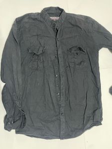 Men's Black Casual Button-Up Shirt