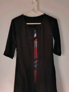Stylish Printed Kurta Set with Black Overlay