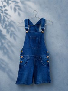 Dark Blue Denim Dungaree Shorts