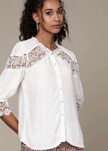 LABEL RITU KUMAR White Lace Detail Blouse