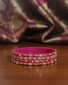 Pink & Gold Embellished Bangles