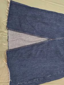 ZARA Denim A-Line Skirt with Front Slit