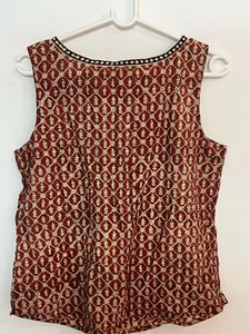 Maroon Ethnic Sleeveless Blouse