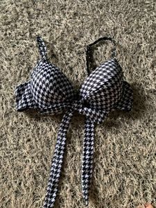 Houndstooth Print Bikini Top
