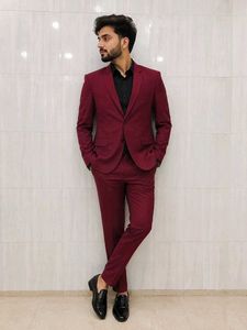Men's Burgundy Suit Set