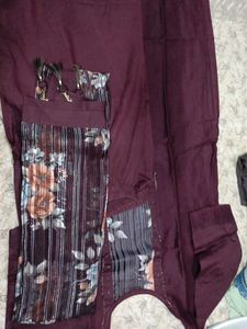 Maroon Ethnic Kurta with Floral Detail
