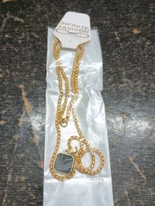 Gold Chain with Black Pendant