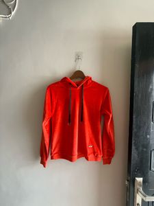 Vibrant Orange Velour Hoodie