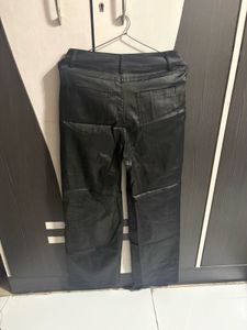Black Faux Leather Wide Leg Pants