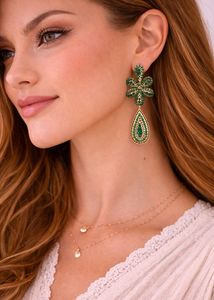 Elegant Green Gemstone Drop Earrings
