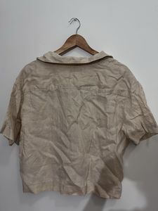 Casual Linen Blend Button-Up Shirt