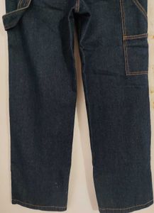 Dark Wash Wide Leg Cargo Jeans