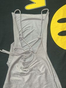 Sparkly Silver Ruched Bodycon Dress