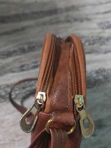 Round Boho Sling Bag with Teddy Bear Patch