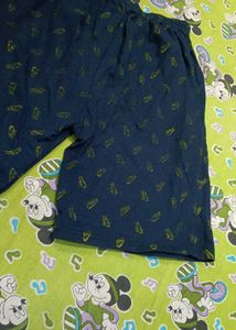 Navy Blue Shorts with Yellow Print