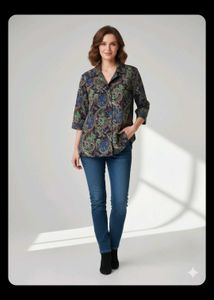 Paisley Print 3/4 Sleeve Shirt