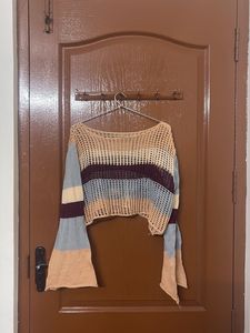 crocheted multi-color crop top