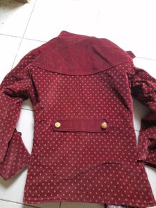 Maroon Polka Dot Velvet Jacket