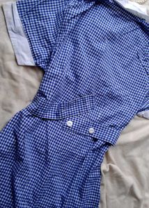🧊Elodie Royal Blue Gingham Shirt Dress
