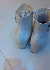Chic Cream Heeled Ankle Boots