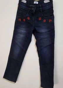 Girls' Denim Jeans with Ladybug Detail