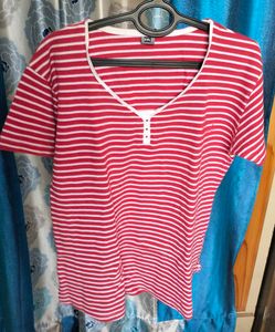 Vibrant Red &amp; Striped Tops - Set of 2