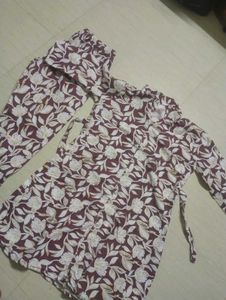 Maroon Floral Print Co-ord Set