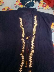 Navy Embroidered Sleeveless Dress With Shirak