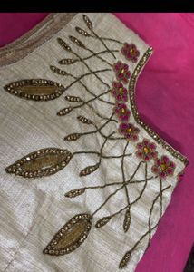 VERSATILE CREAM GOLD HAND WORK BLOUSE