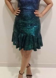 Sparkling Sequin Ombre blue Mini Dress