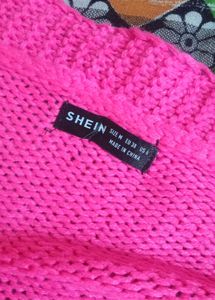 Shein Pink Crochet Flower Cardigan