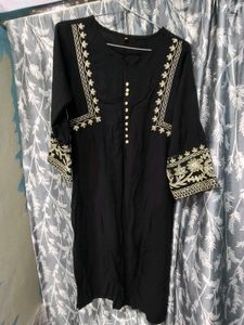 Black Embroidered Kurta Set