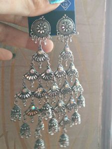 Oxidized Silver Chandbali Kashmiri Earrings