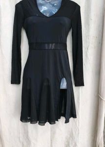 139. Chic Black Mesh Dress with Slits