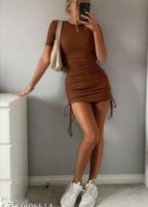 Brown Fitted Mini Dress