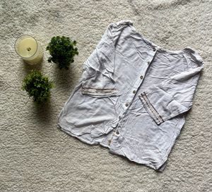 Elegant White Embroidered Short Kurti Like Top