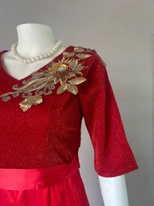 Elegant Red Velvet Evening Gown