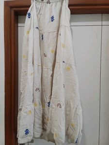 New Boho Embroidered Tiered Maxi Skirt