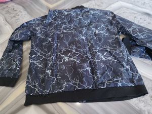 Stylish Marble Print Bomber Jacket