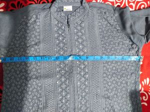 GREY EMBROIDERY KURTA PANT SET