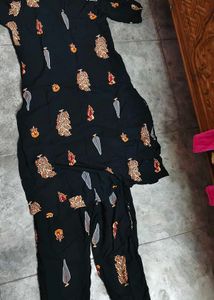 Black Kurta Printed Design