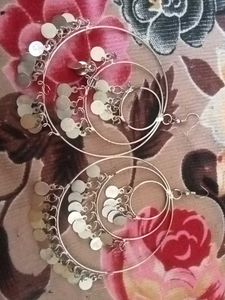 Boho Hoop Earrings with Dangling Coins