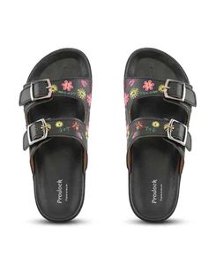 Embroidered Black Sandals chappal