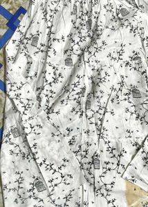 White Skirt with Birdcage Print