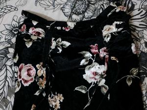 Floral Print Velvet Skirt
