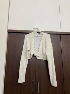 White openwork knit cardigan
