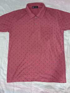 Men's Pink Printed Polo T-Shirt