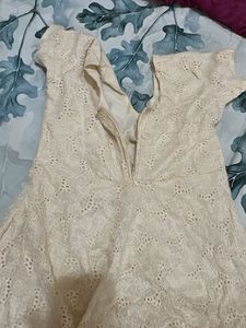 Babydoll coquette cream Eyelet mini Dress