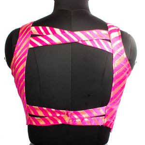 Vibrant Pink &amp; Gold Striped Blouse