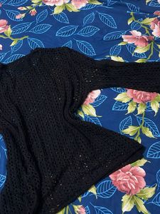 Black Crocheted Lightweight Top
